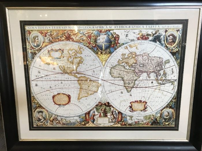 Framed World Globe Size 46" x 37"