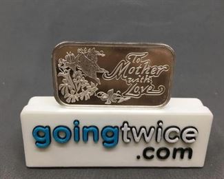1 Troy Ounce .999 Fine Silver 2002 To Mother With Love Silver Bullion Bar