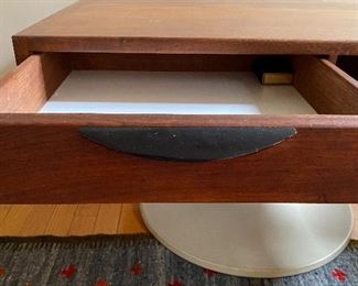 Jens Risom Coffee Table with Magazine rack, drawers and storage, with Cast Aluminum Base #4053  30w x 20h