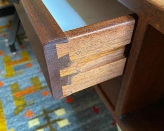 Jens Risom Coffee Table with Magazine rack, drawers and storage, with Cast Aluminum Base #4053  30w x 20h