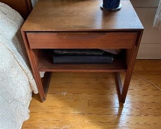 Jens Risom Bedside Tables with Drawer and Sculpted Walnut Pulls Model #6320 24x 16d x 24h 24 x 16 x 24h