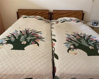 Jens Risom Walnut and Cane Panel Twin Size Headboards Model B10C