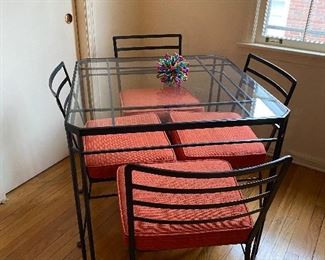 Cast Iron Retro Glass table/ indoor or outdoor 32.75 x 30h