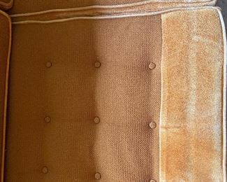 Jens Risom sofa in Orange Suede, with extra fabric 90w x 35d