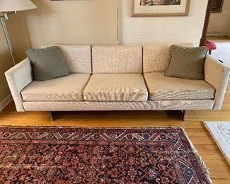 Jens Risom 3 Cushion Lounge Sofa with Polished Aluminum Sleigh Base 78w x 32d x 26h