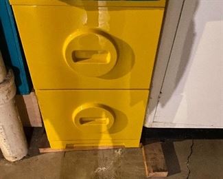 Mid-Century Modern Akro-Mils Yellow "Lego" Molded Plastic Home Office File Cabinet
