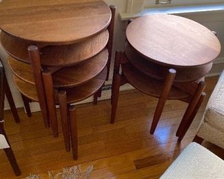 Jens Risom Stacking Tables 18d x 18h 7 in all.