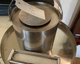 Arne Jacobsen Stelton Ice Bucket, Tongs and Tray 