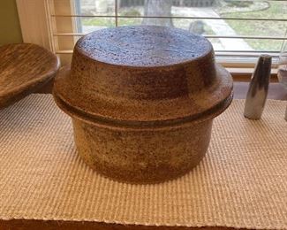 Signed Mid Century Pottery Covered Casserole