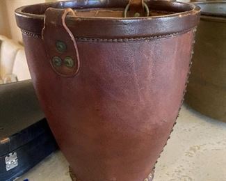 Early American Antique Leather Fire Bucket with Copper Rivets Possibly Military