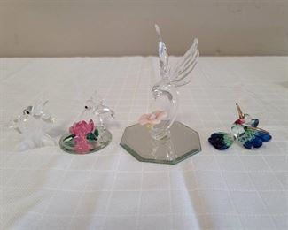 Miniature Glass Bee and Hummingbird Figurines