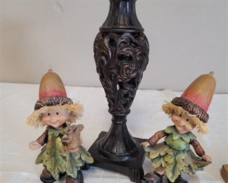 Candle Stand and Pair of Figurines