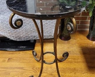 Metal and Marble Side Table or Plant Stand