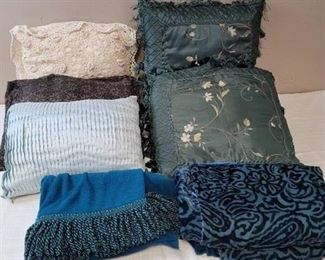 5 Throw Pillows and 2 Throw Blankets