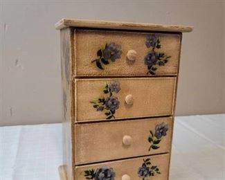Wood Jewelry Box w/ Contents