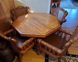 Funky 1970s kitchen table and chairs with casters