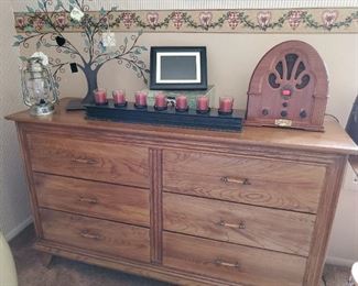 6 drawer dresser, antique reproduction radio