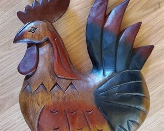 Carved wood rooster