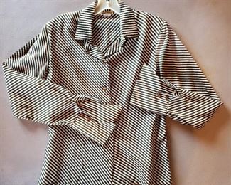 Vintage diagonal strip ladies blouse with large cuffs (one of many)
