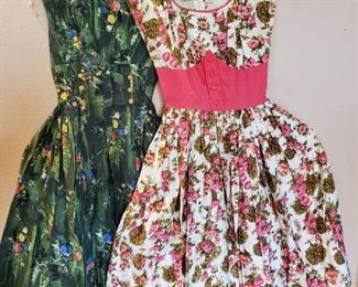 2 beautiful vintage full skirt dresses