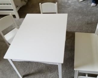 Children,s table with bench and two chairs. $50