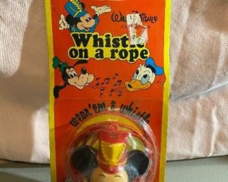 Walt Disney's Whistle on a Rope in Original Packaging