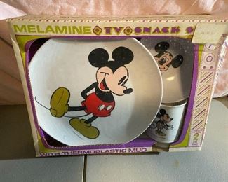 Melamine Mickey Mouse TV Snack Set in Original Box