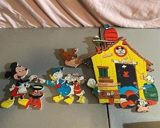 Vintage Cardboard Mickey Mouse Wall Hangings