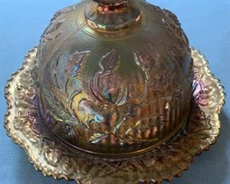 Carnival Glass Butter Dish