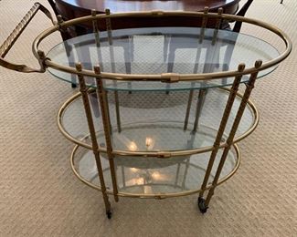 Mid-century Brass and Glass Tea Cart