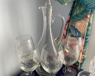 Elegant Glass Decanter and Stemware Set