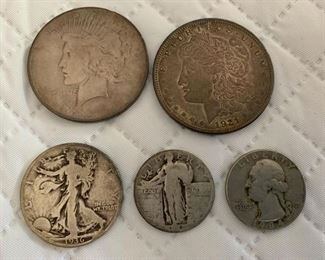 Some Silver Coins (Dollars, Halves, Quarter)
