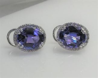 14K 9.36cttw Tanzanite .50ct DM Diamond Earrings
