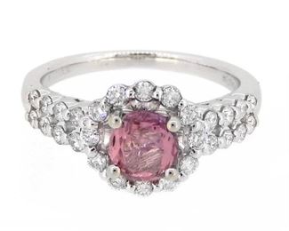 1ct Padparadscha Sapphire & 0.54ct Diamond Ring