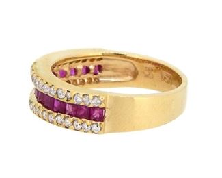 1.08ct Ruby & 0.46ct Diamond Ring 14K Yellow Gold