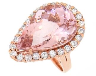 14.10ct Morganite & 1.11ct Diamond Ring