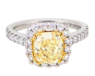 2ct Fancy Yellow & 3.06ct Diamond Ring