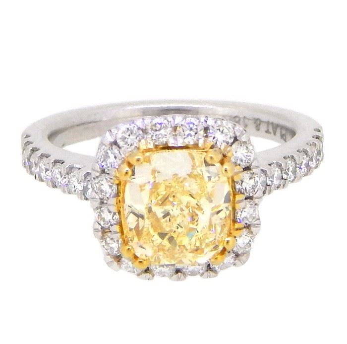 2ct Fancy Yellow & 3.06ct Diamond Ring