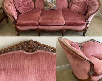 Antique Victorian Upholstered Heavily Carved Sofa