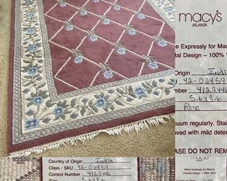 Macy’s 100% Wool Rug 5.6X8.6