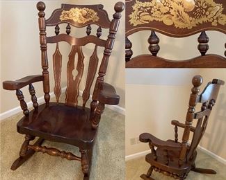 Large Scale Solid Wood Hitchcock Style Rocker