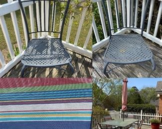 Patio Table & 4 Chairs with Umbrella 
Pair of 2 Metal Patio Chairs