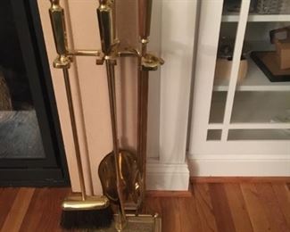 Solid brass fireplace tool set, very heavy.  $50