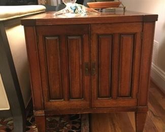 Mahogany cabinet, very deep, ideal for storage of odd sized items or a throw or two.  $50  Also for sale is a matching larger cabinet with one shelf that I use for storing music.
