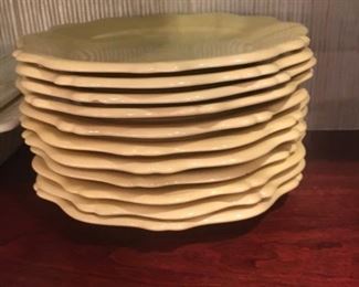 Salad plates in sophisticated yellow, by Southern Living.  Very useful, though knife scratches show.  $1 per plate.