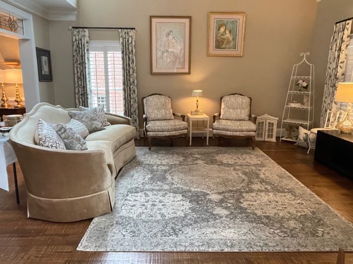 Sherrill Bergere Chairs, Sherrill Sofa and Pottery Barn Rug