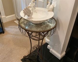 Mirrored Side table & Decorative Dove bowl