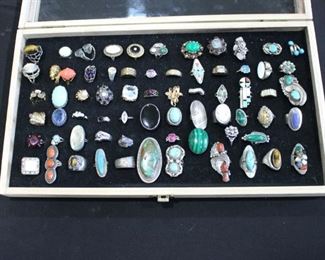 Rings! Navajo silver- signed! 14k gold, turquoise, diamonds, opals, coral, aquamarine, lapis and so much more!!!