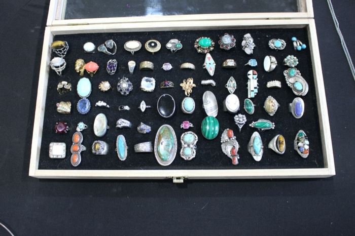 Rings! Navajo silver- signed! 14k gold, turquoise, diamonds, opals, coral, aquamarine, lapis and so much more!!!