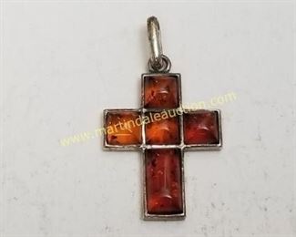 sterling silver amber pendant 